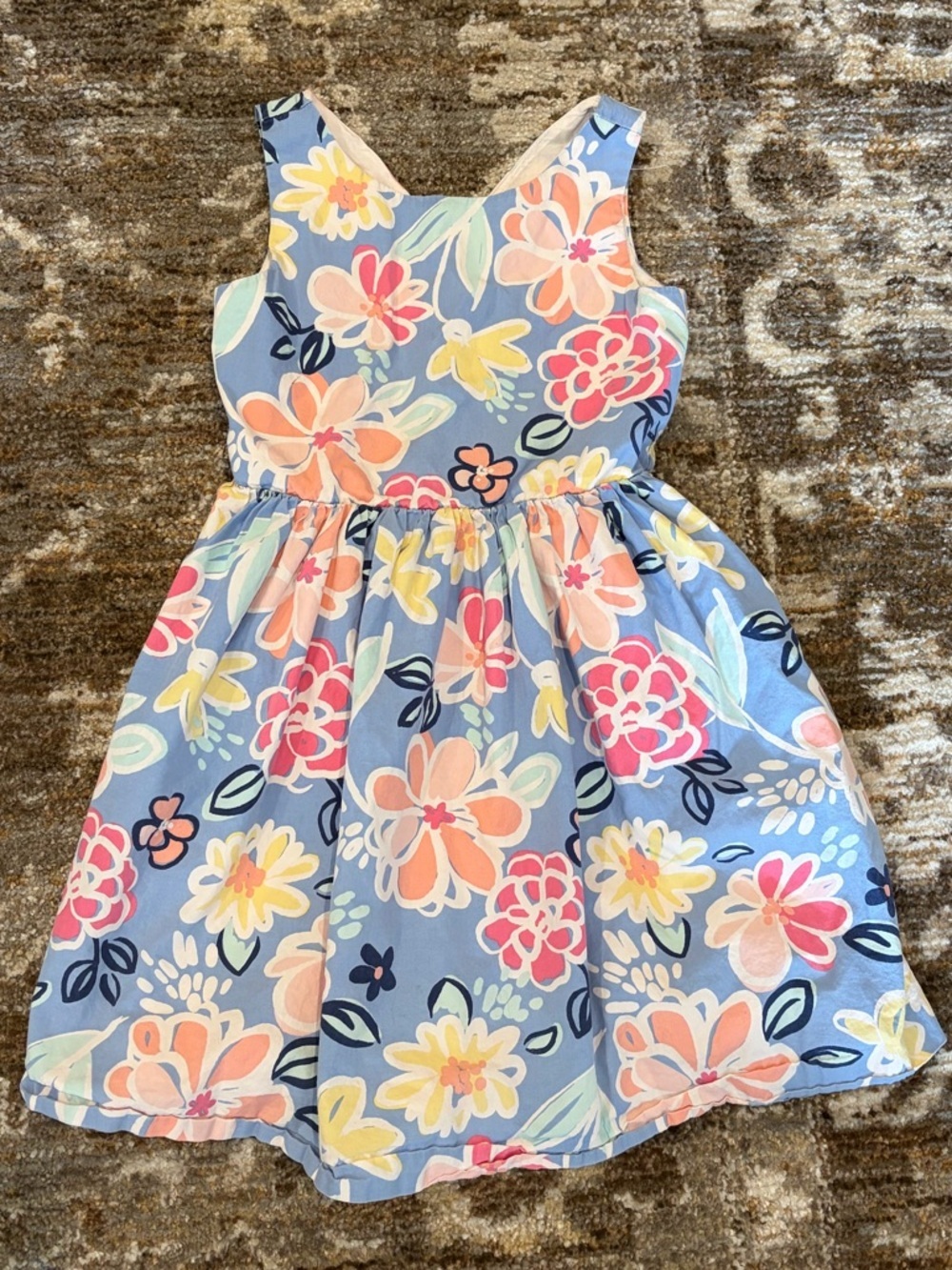 Gymboree Blue Floral Sundress with Pink and Yellow Blooms size 5T